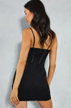 Mesh Halterneck Knot Skirt Corseted Mini Dress