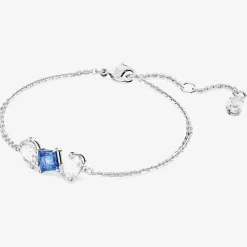 Mesmera Blue Mixed Cuts Rhodium Plated Bracelet 5668359