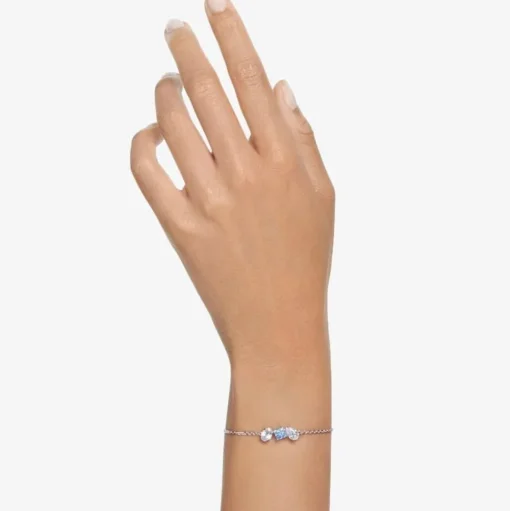 Mesmera Blue Mixed Cuts Rhodium Plated Bracelet 5668359