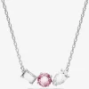 Mesmera Pink Mixed Cuts Rhodium Plated Necklace 5668275