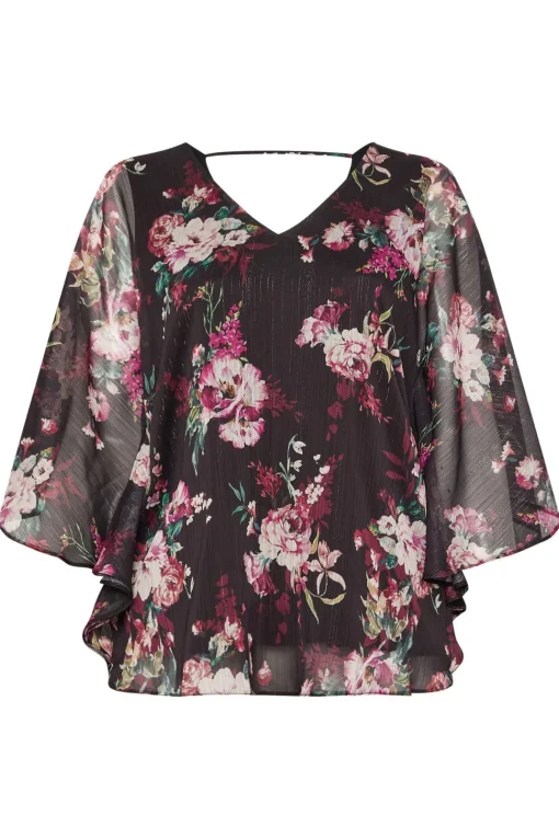 Metallic Cape Blouse