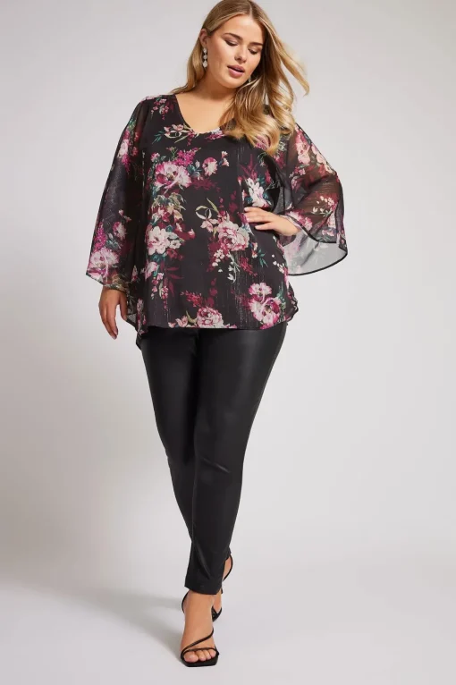 Metallic Cape Blouse