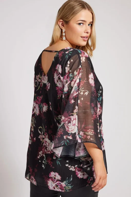 Metallic Cape Blouse