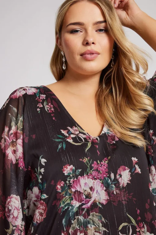 Metallic Cape Blouse