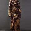Metallic Marble Twist Front Bias Midi Dress