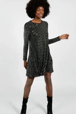 Metallic Mirror Swing Dress