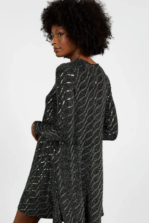 Metallic Mirror Swing Dress