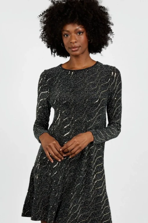 Metallic Mirror Swing Dress