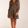Metallic Wrap Mini Dress