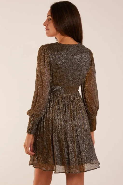 Metallic Wrap Mini Dress