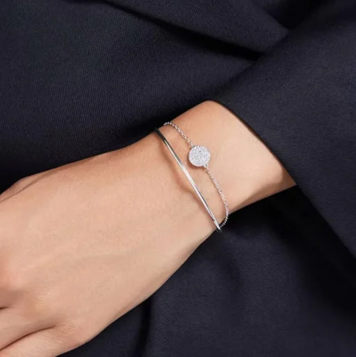 Meteora Rhodium Plated Bangle 5683447