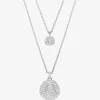 Meteora Rhodium Plated Layered Pendant Necklace 5684244