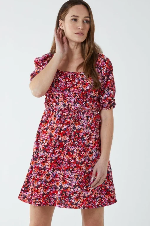 Milkmaid Square Neck Puff Sleeve Mini Dress