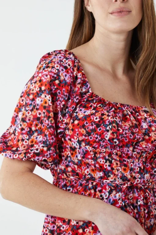 Milkmaid Square Neck Puff Sleeve Mini Dress