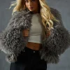 Mongolian Collared Faux Fur Coat