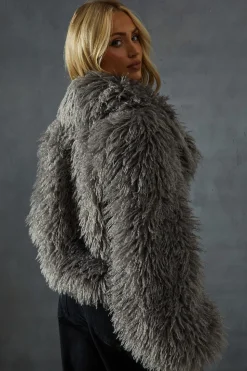 Mongolian Collared Faux Fur Coat