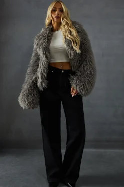 Mongolian Collared Faux Fur Coat