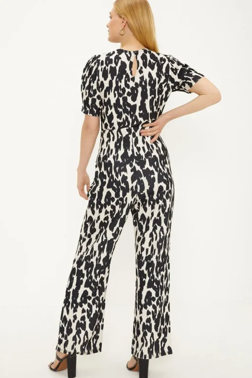 Mono Animal Stretch Crepe Twist Front Jumpsuit
