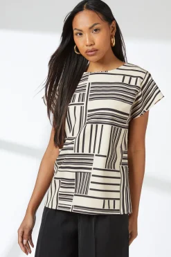 Mono Geo Print Short Sleeve Top