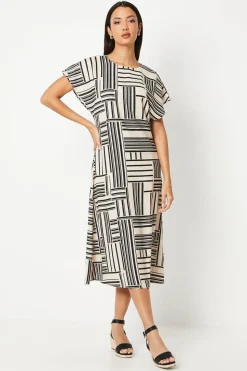 Mono Geo Printed Midi Dress