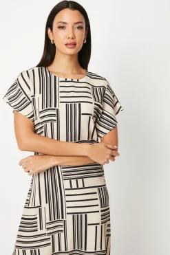 Mono Geo Printed Midi Dress
