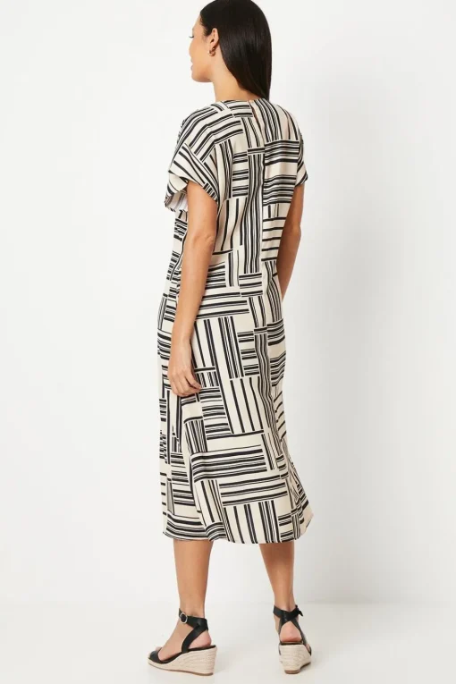 Mono Geo Printed Midi Dress