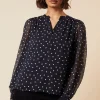 Mono Spot Chiffon Overhead Shirt