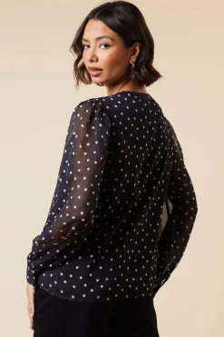 Mono Spot Chiffon Overhead Shirt