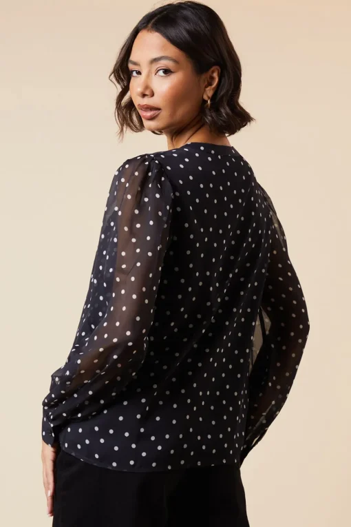 Mono Spot Chiffon Overhead Shirt