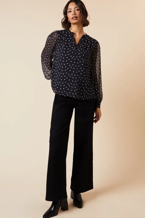 Mono Spot Chiffon Overhead Shirt