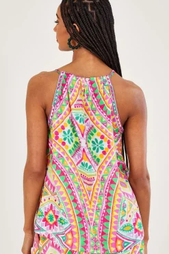 Mosaic Print Halter Cami Top