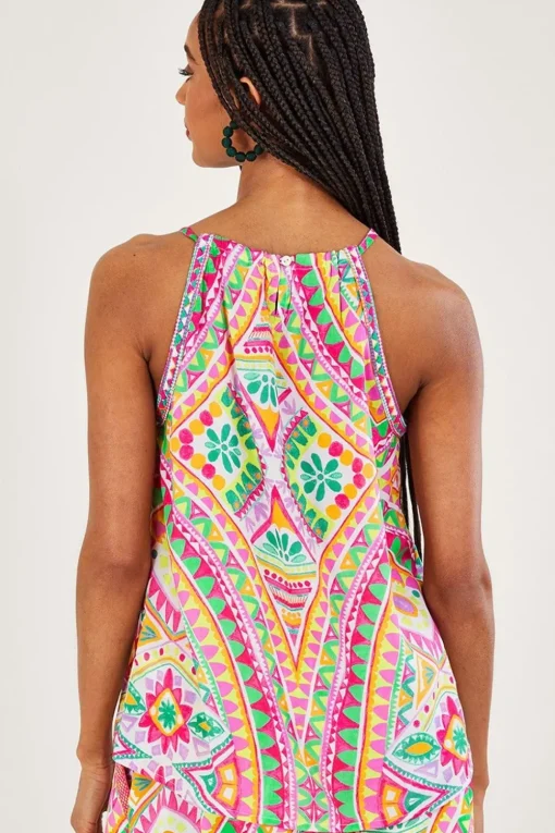 Mosaic Print Halter Cami Top