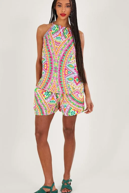 Mosaic Print Halter Cami Top