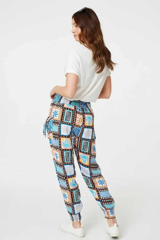 Mosaic Print High Waist Harem Pants