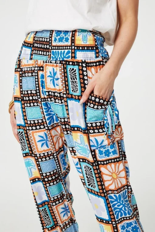 Mosaic Print High Waist Harem Pants