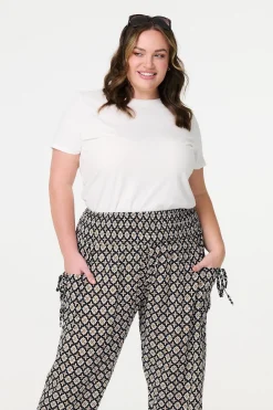Mosaic Print Shirred Harem Pants