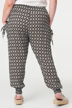Mosaic Print Shirred Harem Pants