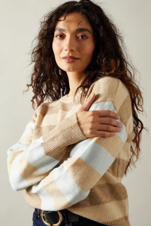 Multi Stripe Crew Neck Jumper