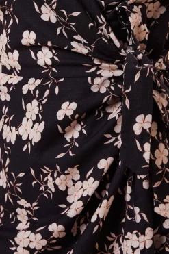Navy Floral Wrap Mini  Dress