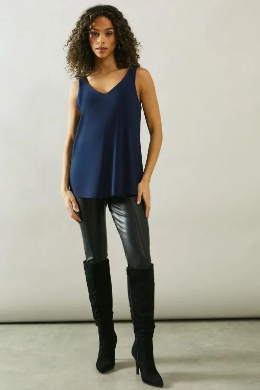 Navy Jersey V Neck Cami