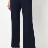 Navy Smart Wide Leg Trousers