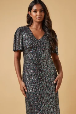 Occaison Sequin Flare Sleeve Midaxi Dress
