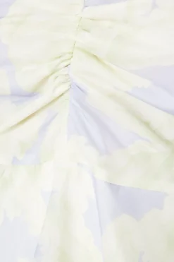 Occasion Blue Floral Organza Cold Shoulder Mini Dress