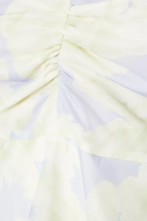 Occasion Blue Floral Organza Cold Shoulder Mini Dress