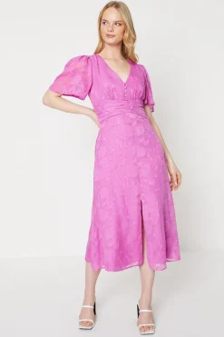Occasion Button Jaquard Midi Dress