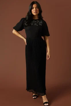 Occasion Embellished Pleated Maxi Dress