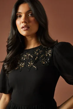 Occasion Embellished Pleated Maxi Dress