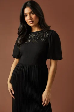 Occasion Embellished Pleated Maxi Dress