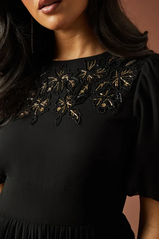 Occasion Embellished Pleated Maxi Dress