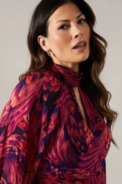 Occasion Feather Tie Back Midi Dress